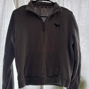 Pink gray half zip sweater